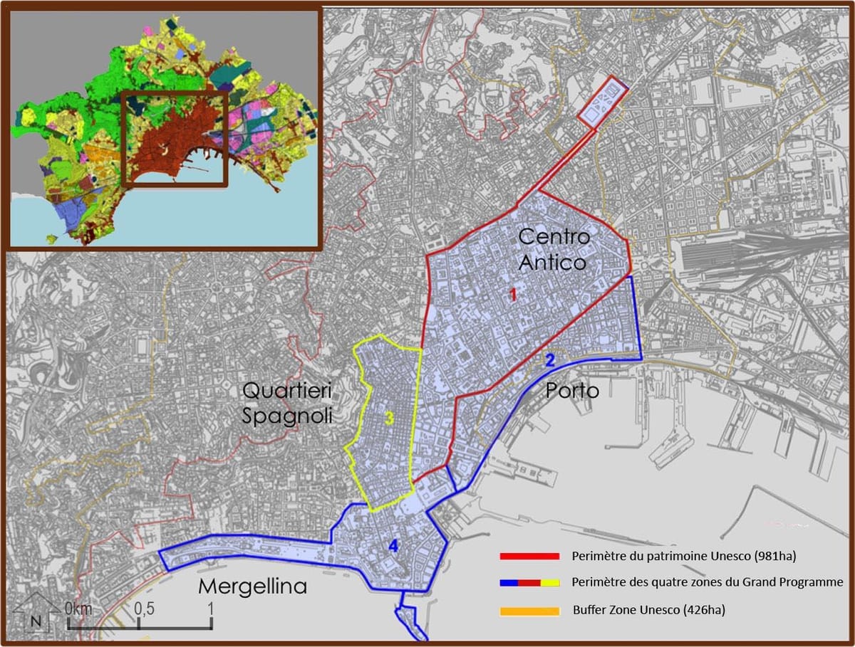 Mapa historyczne centrum Neapolu