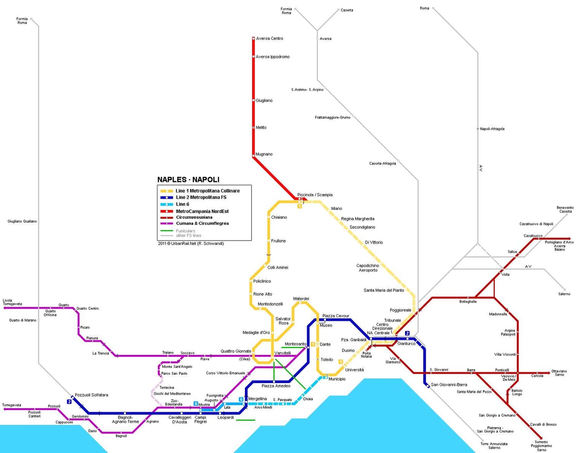 mapa metra Napoli 