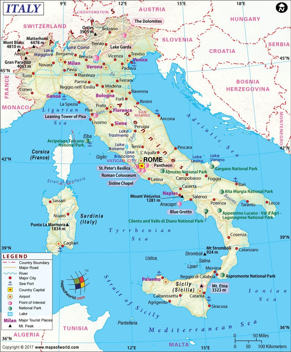 Mapa Neapolu, Włochy okolicy