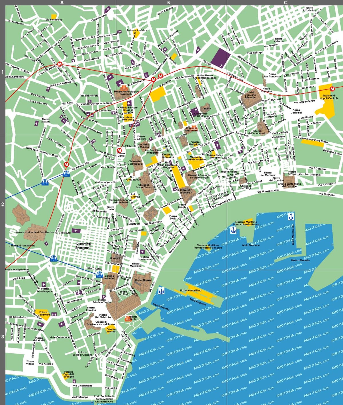 Napoli mapa turystyczna